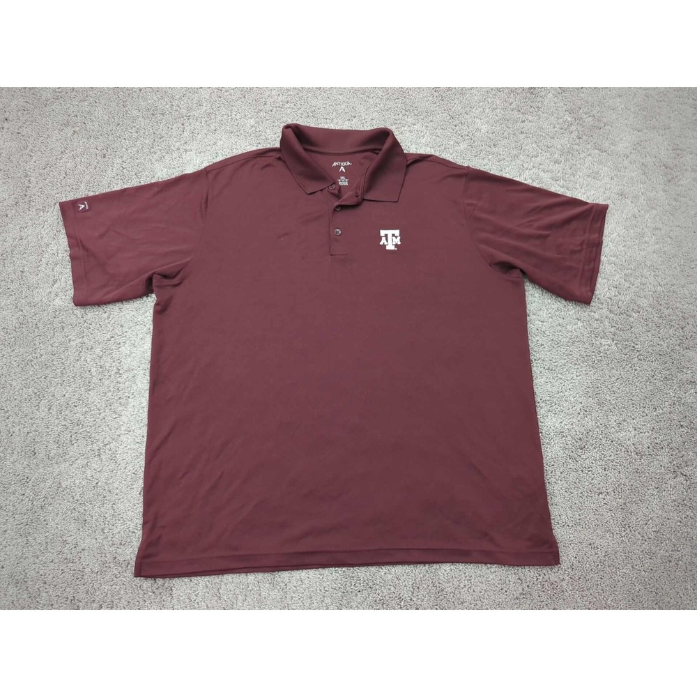 Texas A&M Polo Shirt Mens XXL Short Sleeve Embroidered Logo NCAA Antigua